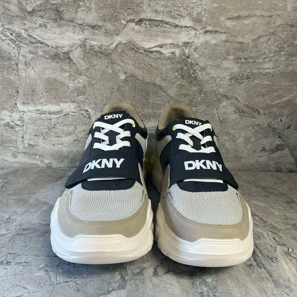 DKNY Men's Rubber Sole Round Toe Shape Lace-up Sneakers
